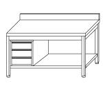 Tables de travail avec dosseret etagere et tiroirs à gauche
