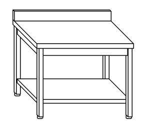 TL5346 Table de travail en acier inoxydable AISI 304 étagère dosseret 140x70x85