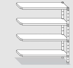 77823.10 Estante con 4 estantes lisos serie estándar 100x30x200h cm kit lateral