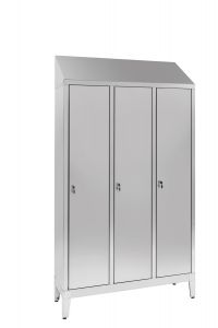 IN-694.00 Aisi 304 Stainless Steel Dressing Room With Dirty / Clean Partition With 3 Seats Cm. 120X40X215H