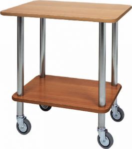 TCA 901 Wooden gueridon trolley Stainless steel uprights 70x50x78h walnut color