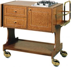 TCL 2751 Wooden flambè trolley 1 plate with 1 burner, walnut colour