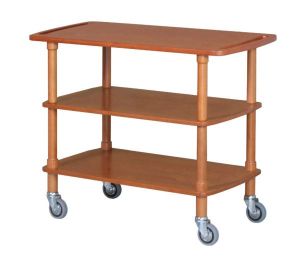 CLP2002L40 Walnut colored wooden trolley with 2 shelves, width 40 cm