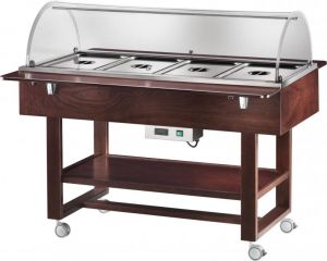 ELC2832W Bain-marie warmed display case with wheels dome (+30°+90°C) 4x1/1GN Wengé