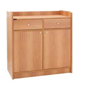 TML 3000SS Low walnut wood service cabinet with 2 doors and 2 drawers