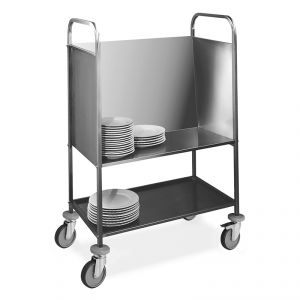 1272 Stacked plate trolley, capacity 200 plates, service shelf