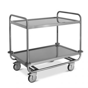 1400CP Stainless steel trolley, capacity 200 kg, 2 molded shelves 80x50 cm
