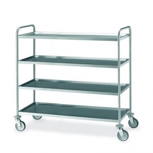 14034 Stainless steel trolley, 4 molded shelves 120x60 cm