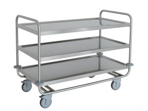 1403P3 Stainless steel trolley capacity 200 kg, 3 pressed shelves 120x60 cm