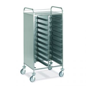 1476GN Stainless steel paneled tray trolley, capacity 20 GN trays