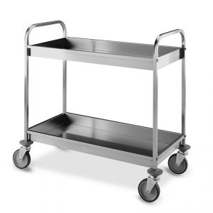 1526 Stainless steel service trolley, 2 shelves 87x44x6.5h cm