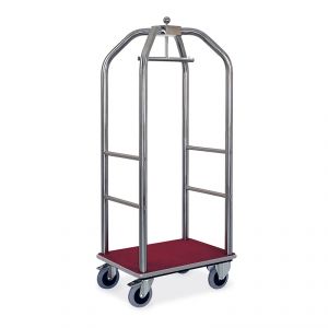 1922XR Clothes / luggage rack, polished stainless steel structure, burgundy carpet 79x59x189h cm