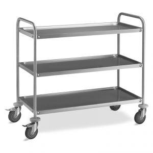 3P100-50 Stainless steel trolley, 3 printed shelves 100x50 cm