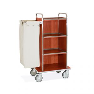 4452-F Laundry basket, 4 shelves 50x45 cm, panels on three sides, 2 braked wheels