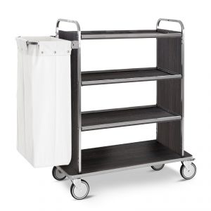 4491T-F Laundry basket, 4 shelves 90x45 cm, side panels, 2 braked wheels