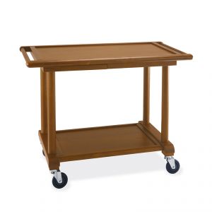 6100 Service trolley in walnut-stained wood, 2 shelves