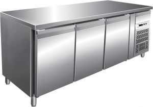 G-GN3100BT - Ventilated freezer table 3 doors frame AISI 304  stainless steel frame