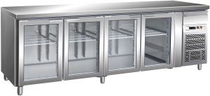 G-GN4100TNG - Ventilated Refrigerated Table GN1 / 1 Temp + 2 / + 8 ° C Glass Door 