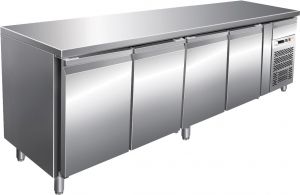 G-SNACK4100TN - Ventilated stainless steel refrigerated table - 4 doors 