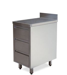 CA3003 drawers with stainless steel splashback and 3 drawers