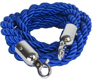 T106320 Cuerda azul 2 mosquetones de fijación cromadas para poste separador 1,5 m