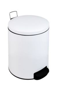T112036 White steel Pedal bin with silent closing lid 3 liters