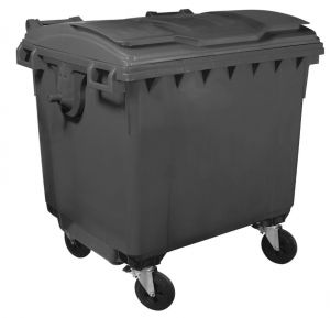 T911100 Grey plastic waste container for outdoor 4 wheels 1100 liters GREY without lid