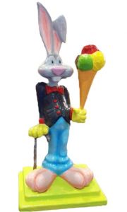 SG085 Conejo con helado - Conejo 3D publicitario para heladería, altura 170 cm