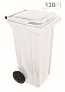 T910125 Waste container 2 wheels 120 liters WHITE without lid