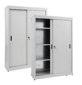 IN-Z.690.18.60 Storage Cabinet with Sliding Doors plasticized zinc 180x60x180 H