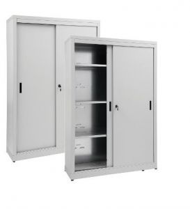 IN-Z.690.20.60 Storage Cabinet with Sliding Doors plasticized zinc 200x60x180 H