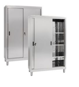 IN-690.15.50 Storage Cabinet with 2 Sliding Doors - Stainless Steel 304 - dim 150 x 50 x 195 H