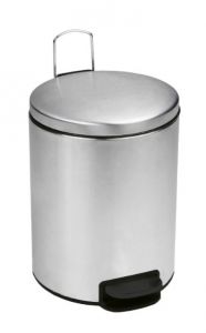T112055 Polished stainless steel Pedal bin with silent closing lid 5 liters