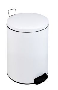 T112126 White steel Pedal bin with silent closing lid 12 liters