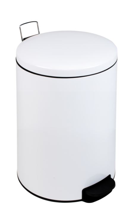 Cubo de basura blanco con pedal con tapa silenciosa 12 litros