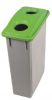 T102208 Grey Polypropylene waste bin with green lid 2 holes 90 liters