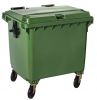 T766663 Green Plastic waste container for outdoor on 4 wheels 1100 liters