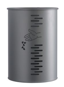 T778001 Manganese grey steel cylindrical swivel litter bin 22 liters