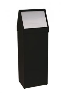 T790063 Poubelle metal noir à trappe basculante inox 50 litres