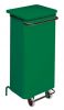 T791228 Green Metal waste containers with pedal and wheels 110 liters