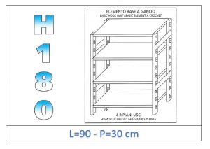 IN-18G4699030B Shelf with 4 smooth shelves hook fixing dim cm 90x30x180h 