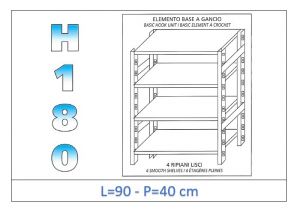 IN-18G4699040B Shelf with 4 smooth shelves hook fixing dim cm 90x40x180h 