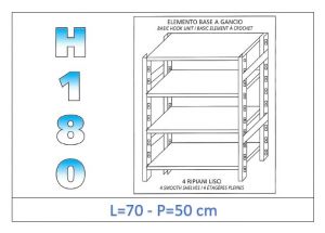 IN-18G4697050B Shelf with 4 smooth shelves hook fixing dim cm 70x50x180h 