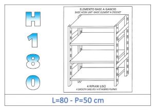 IN-18G4698050B Shelf with 4 smooth shelves hook fixing dim cm 80x50x180h 