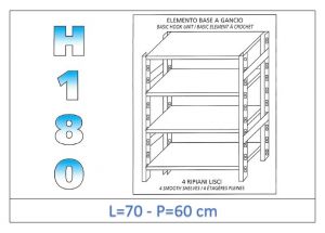 IN-18G4697060B Shelf with 4 smooth shelves hook fixing dim cm 70x60x180h 