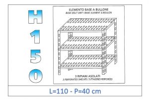 IN-B37011040B Estante con 3 estantes ranurados perno fijación dim cm 110x40x150h