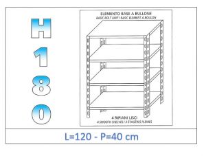 IN-1846912040B Shelf with 4 smooth shelves bolt fixing dim cm 120x40x180h 