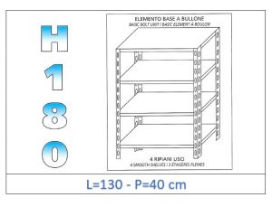 IN-1846913040B Shelf with 4 smooth shelves bolt fixing dim cm 130x40x180h 