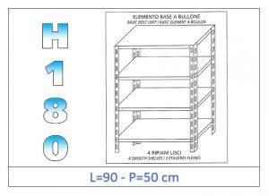 IN-184699050B Shelf with 4 smooth shelves bolt fixing dim cm 90x50x180h 