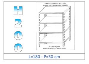 IN-46918030B Shelf with 4 smooth shelves bolt fixing dim cm 180 x30x200h 